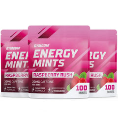 VitalMintz Energy Caffeine | B-Vitamins & L-Theanine | Sugar-Free Raspberry | 300 Count