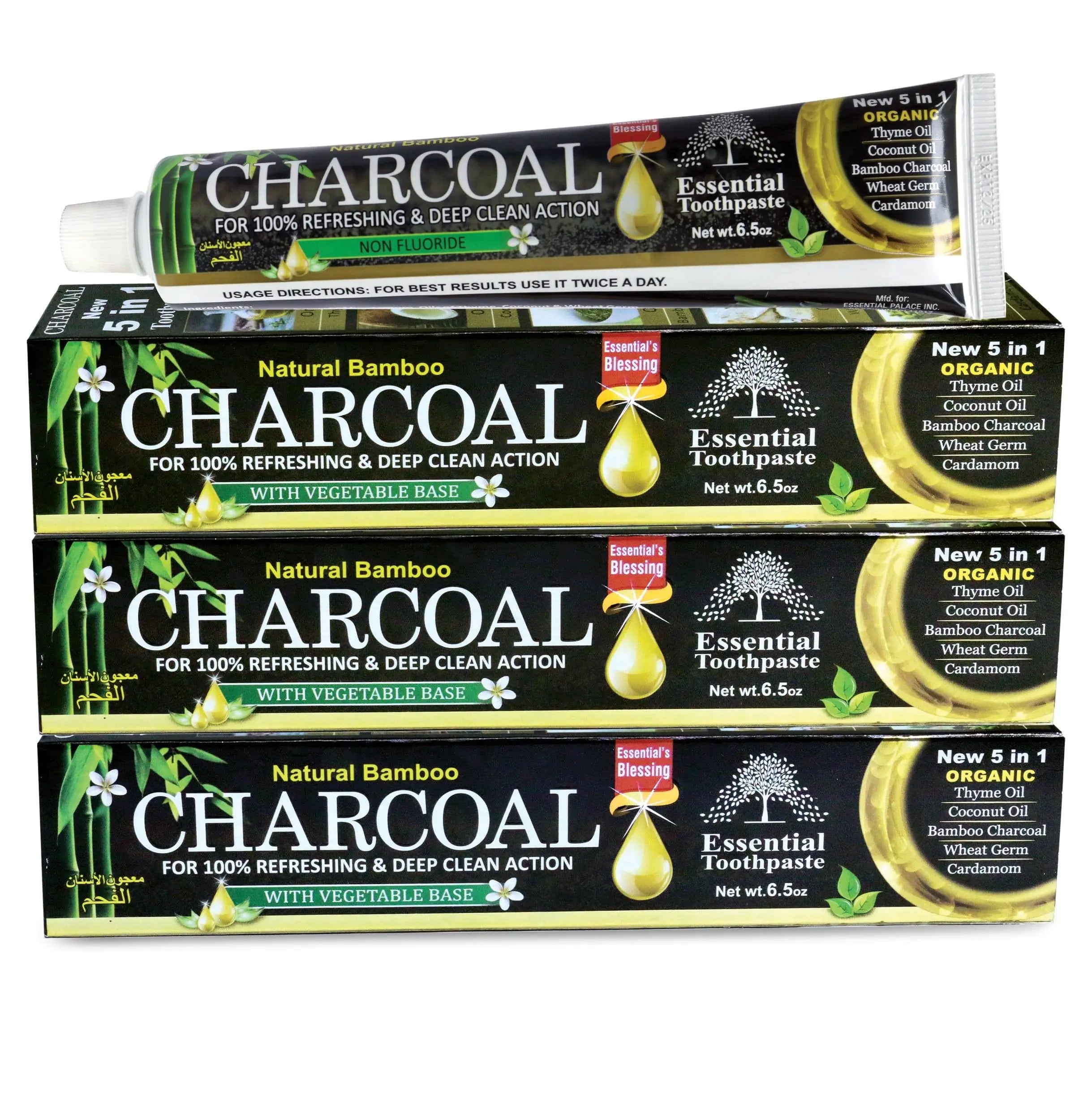 Natural Bamboo Charcoal Dental Whitening Toothpaste 3-Pack - 6.5 oz